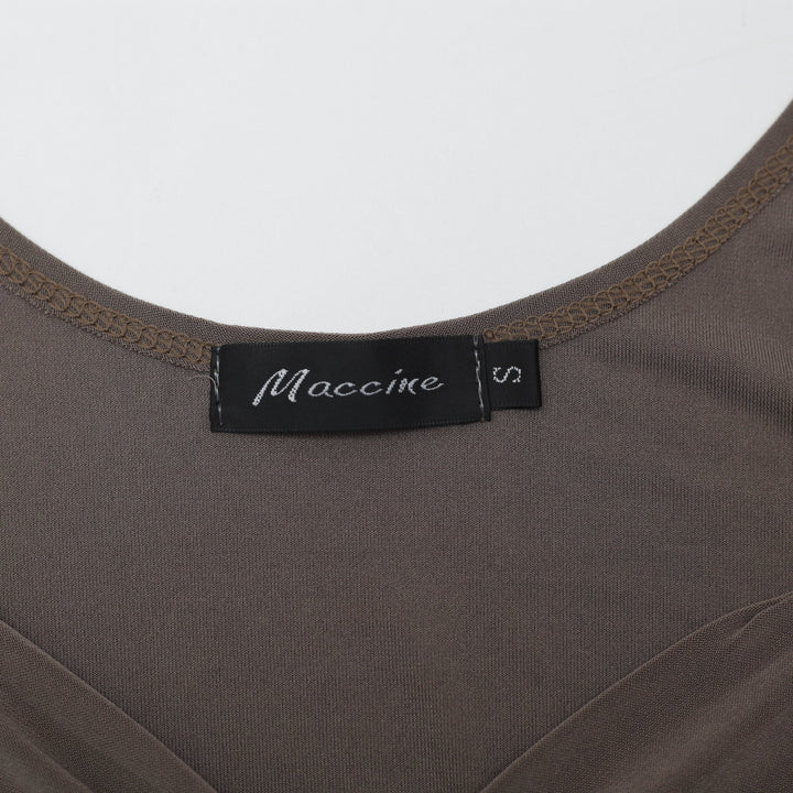 Y2K Ladies Maccine Taupe Ruched Bust Stretch Sleeveless Top Size S