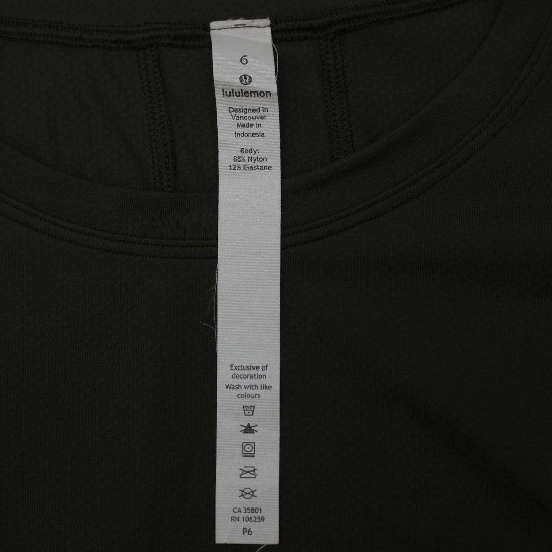 Ladies Lululemon Muscle Love Cropped Long Sleeve T-Shirt Dark Olive Green 6