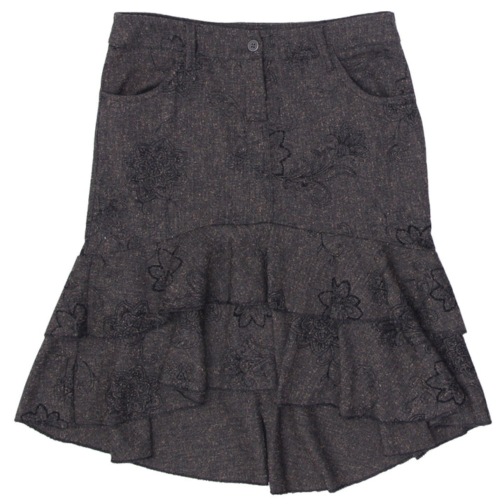 Y2K Ladies Embroidered Floral Ruffle Skirt