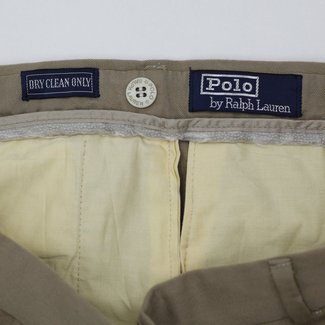 Mens Polo Ralph Lauren Flap Coin Pocket Taupe Double Pleated Trousers