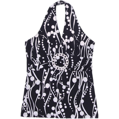 Y2K Ladies Clovis Abstract Pattern Halter Top Size XS