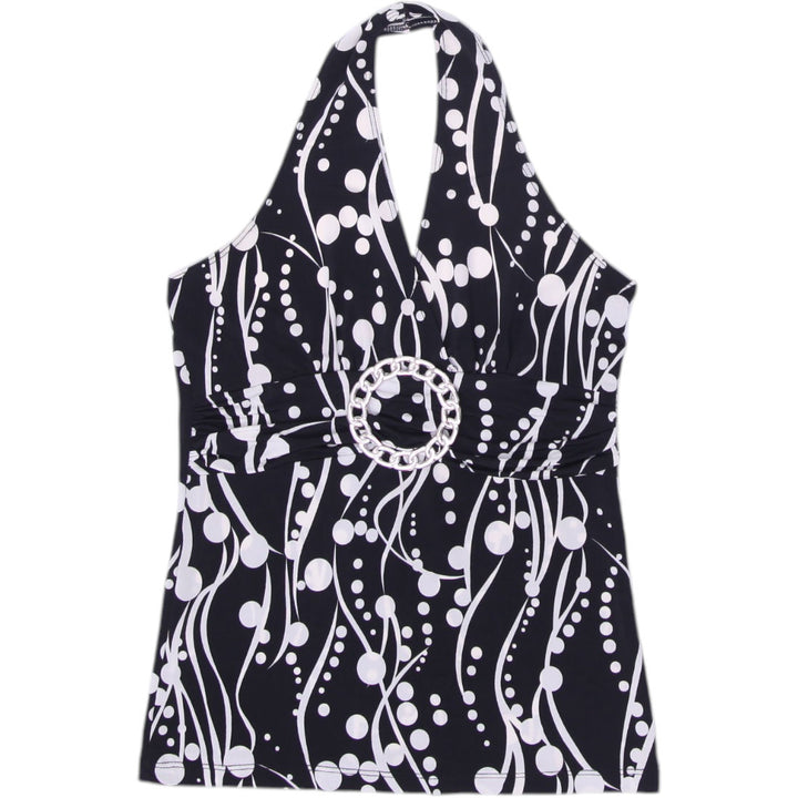 Y2K Ladies Clovis Abstract Pattern Halter Top Size XS