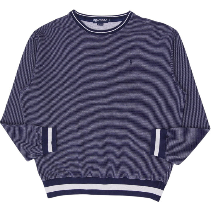 Vintage Polo Golf Ralph Lauren Striped Pullover Sweatshirt Ribbed Trim Size L