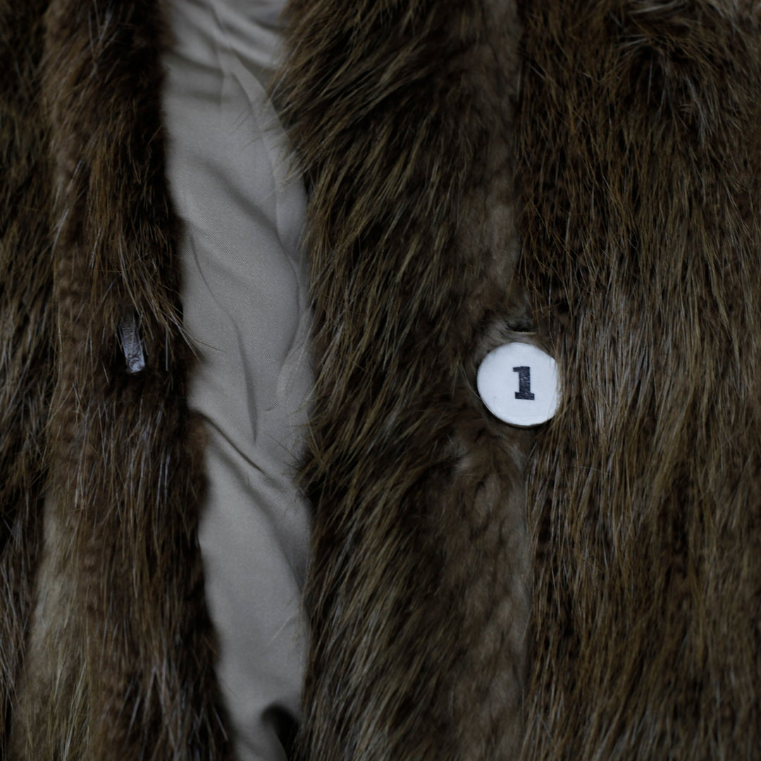 Luxurious Fox Fur Longline Coat | Honey Brown Synthetic Winter Overcoat