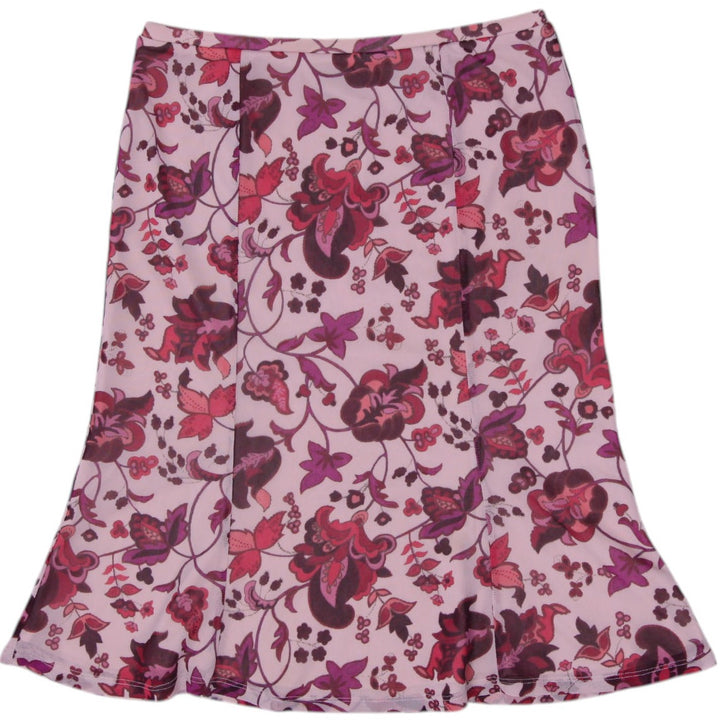 Y2K Ladies Express Pink Floral Midi Skirt Size XS