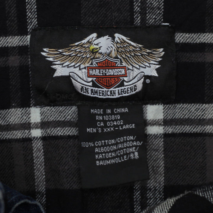 Vintage Harley Davidson Embroidered Plaid Quilt Lined Denim Shirt - Fashion Rerun Vintage Migration_Shirt