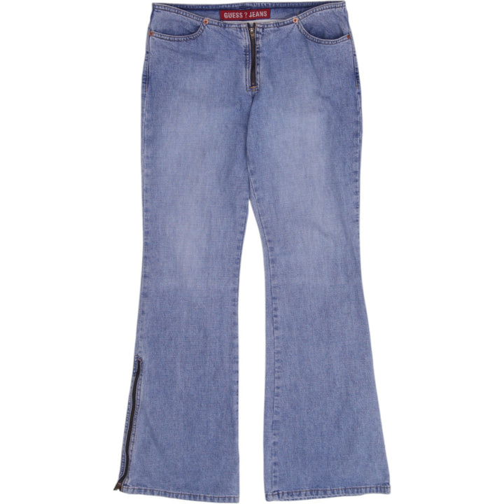 Y2K Ladies Low Rise Flare Leg Zipper Ankle Denim Pants Size