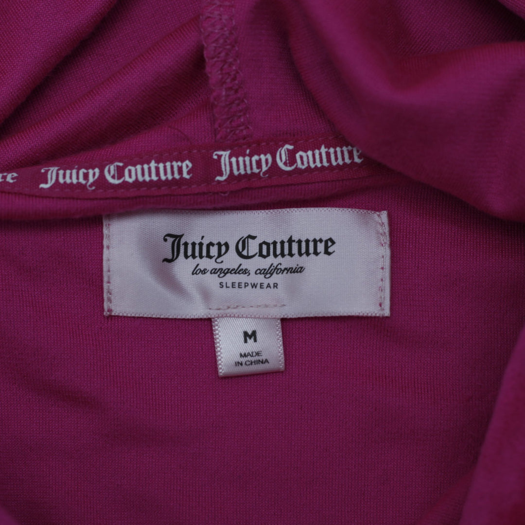 Y2K Ladies Juicy Couture Rhinestone Logo  Velour Hoodie Size M