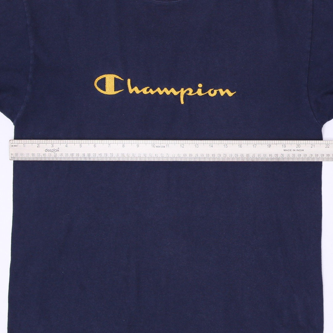 Vintage Champion Embroidered Logo Cotton T-Shirt Size L