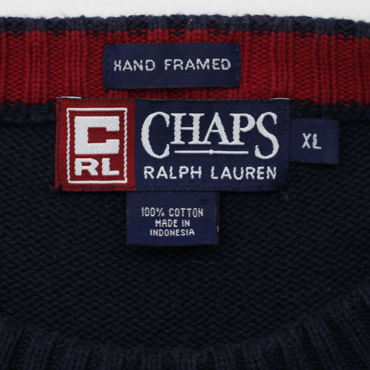 Vintage Chaps Ralph Lauren USA Flag Knitted Navy Sweater XL