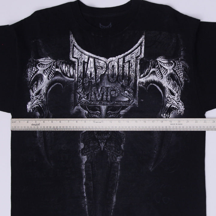 Y2K Mens Tapout MPS Gothic Skull Sword MMA Fighting Graphic T-Shirt Size XL