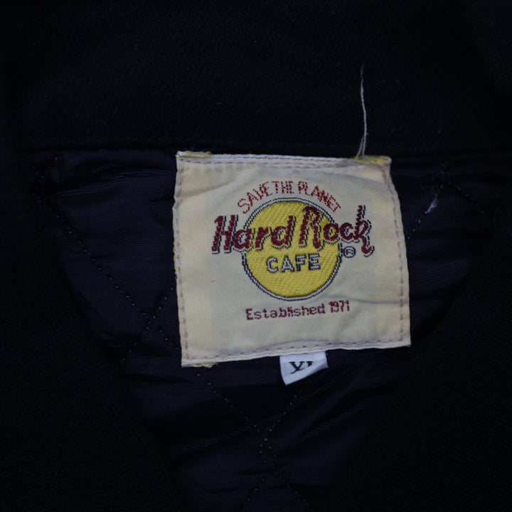 Vintage Mens Hard Rock Cafe Varsity Jacket Leather Sleeves