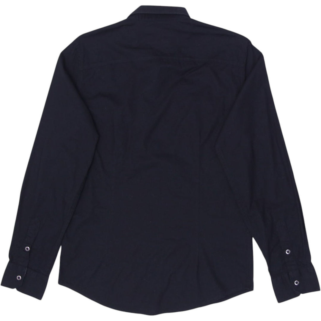 Mens Guess Long Sleeved Shirt Black Snap Button Casual