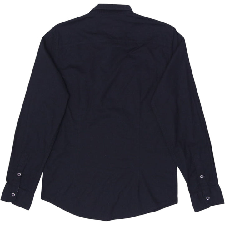 Mens Guess Long Sleeved Shirt Black Snap Button Casual