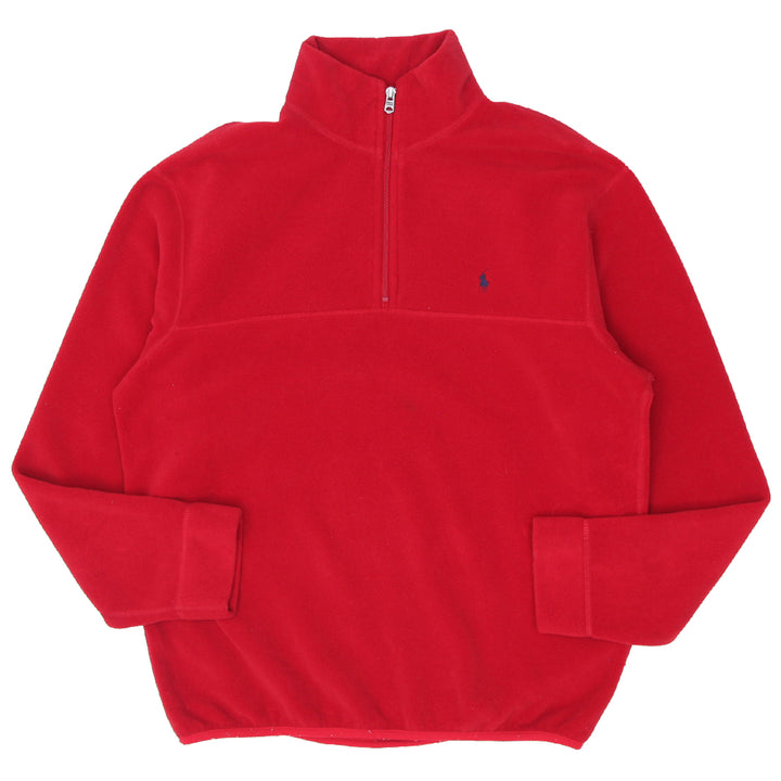 Vintage Polo Ralph Lauren Quarter Zip Fleece Pullover Red, Size M Made In USA - Fashion Rerun Vintage Migration_Sweaters