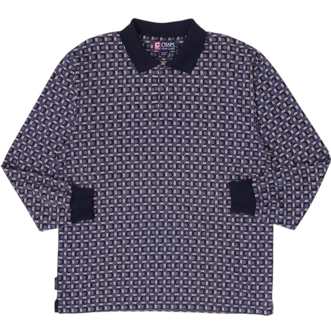Mens Chaps Ralph Lauren 100% Long Sleeve Polo T-Shirt Size L