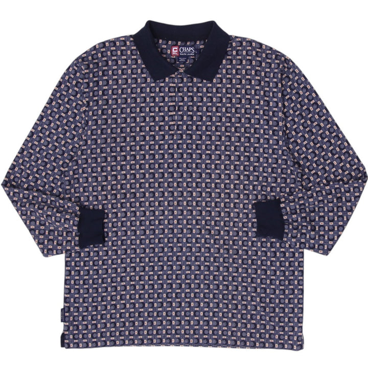 Mens Chaps Ralph Lauren 100% Long Sleeve Polo T-Shirt Size L