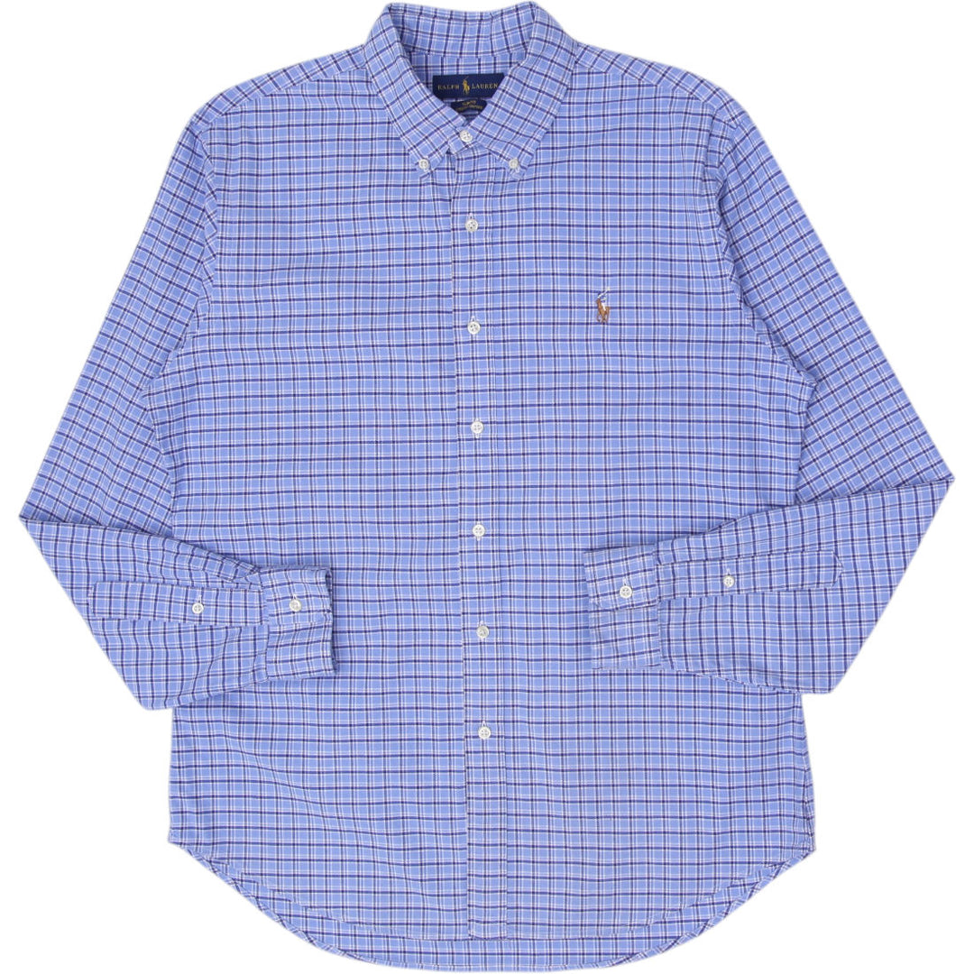 Mens Ralph Lauren Slim Fit Oxford Shirt Blue Gingham Size L