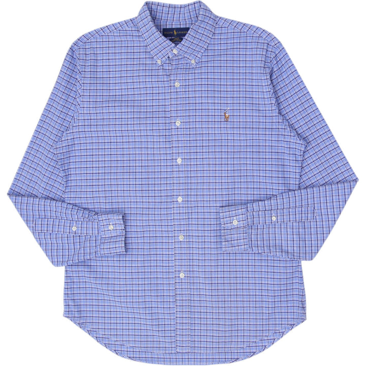 Mens Ralph Lauren Slim Fit Oxford Shirt Blue Gingham Size L