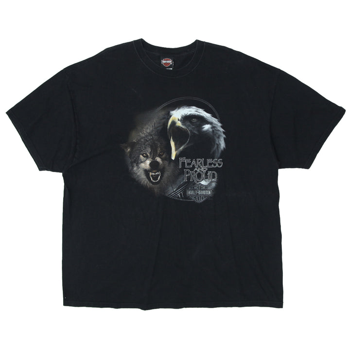 Vintage Harley Davidson "Fearless And Proud" Wolf And Eagle Graphic T-Shirt 3XL Made In USA - Fashion Rerun Vintage Migration_T-Shirt