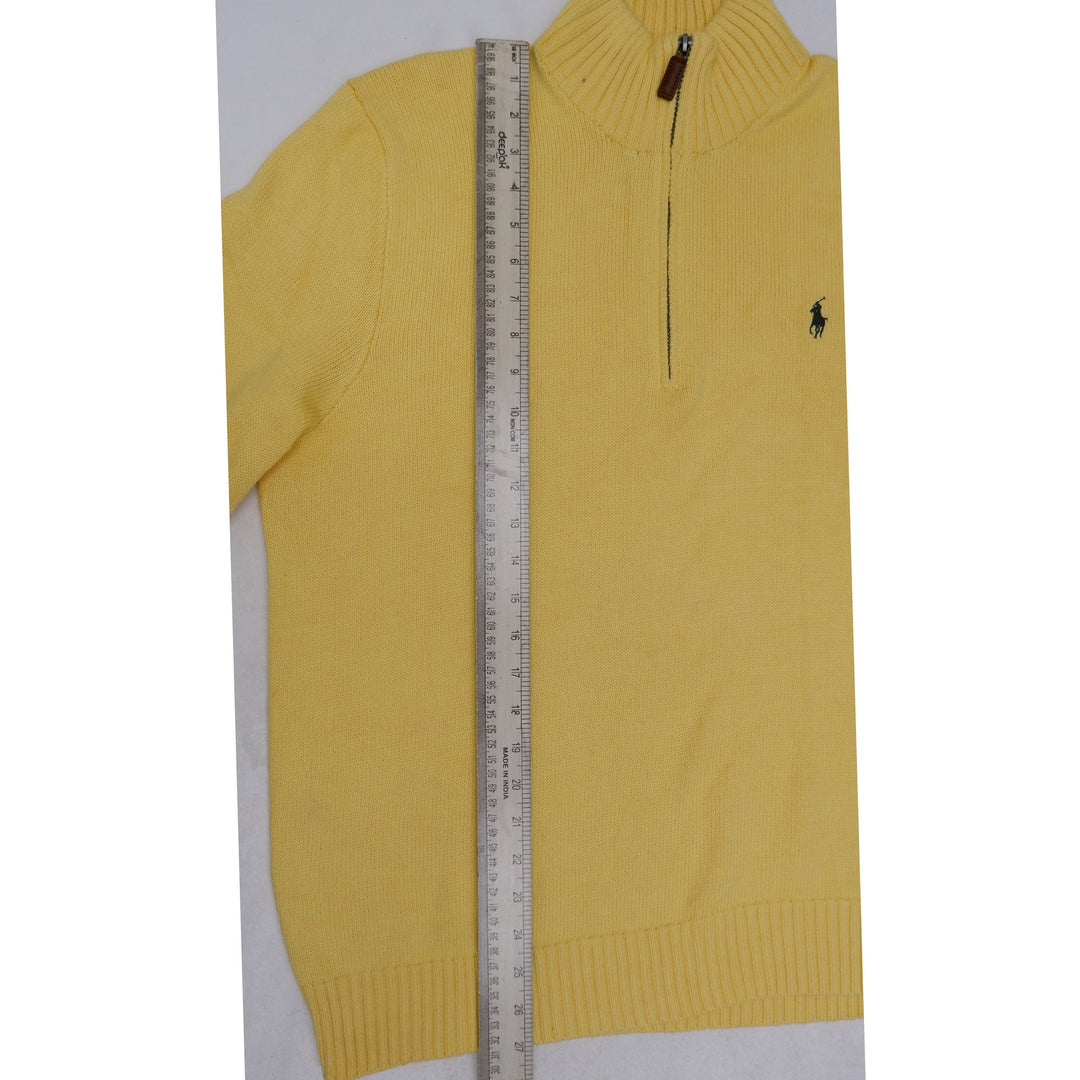 Mens Polo Ralph Lauren Sweater Yellow 1/4 Zip Cotton Knit
