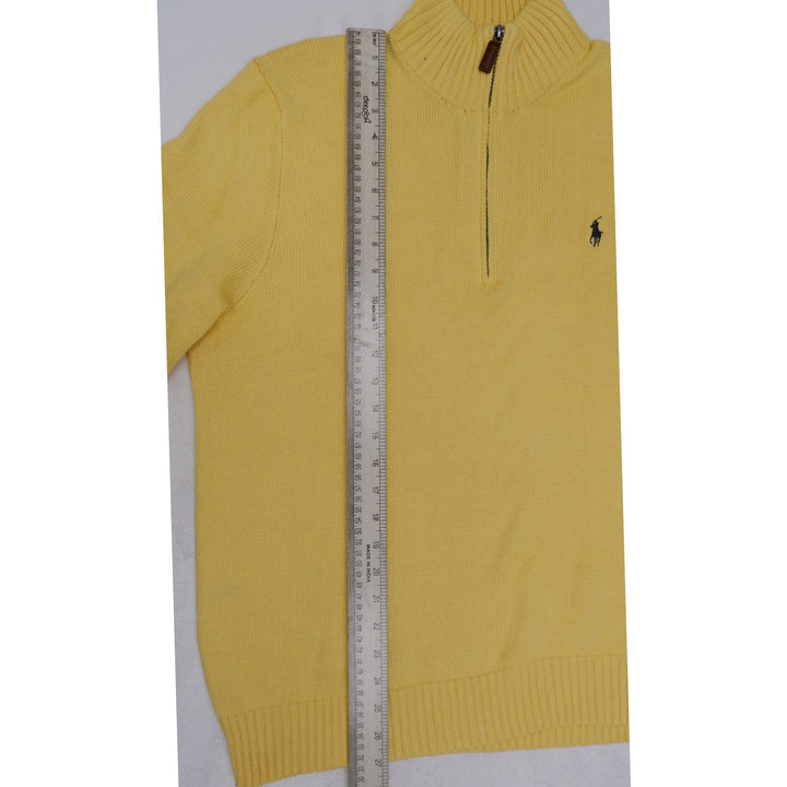 Mens Polo Ralph Lauren Sweater Yellow 1/4 Zip Cotton Knit