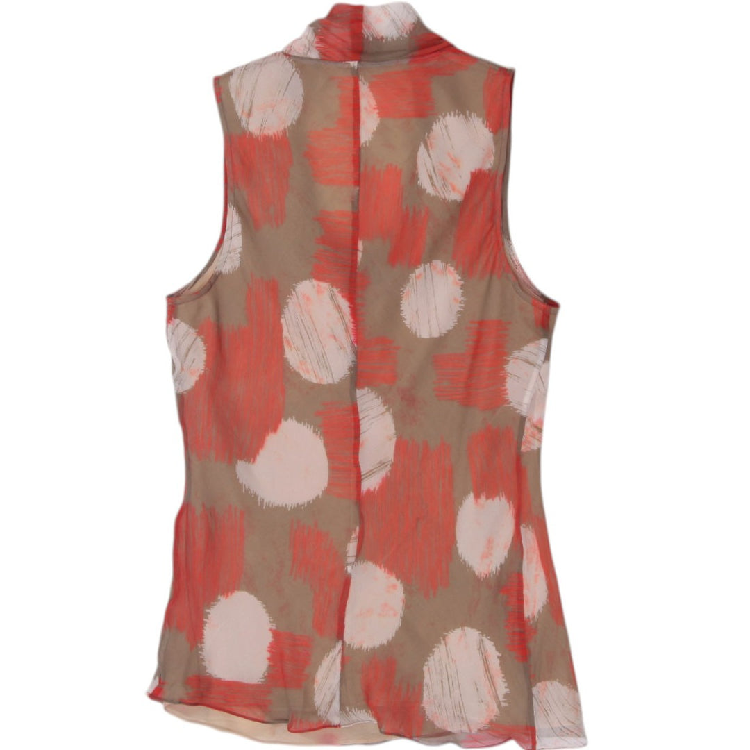 Y2K Ladies Worth 100% Silk Abstract Polka Dot Cowl Neck Tank Top
