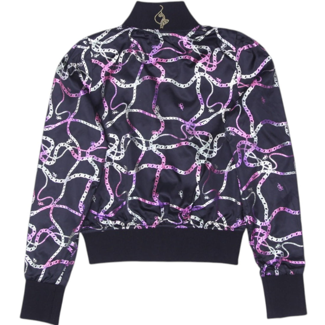 Y2K Ladies  Baby Phat Bomber Jacket Black Chain Pattern Lightweight M