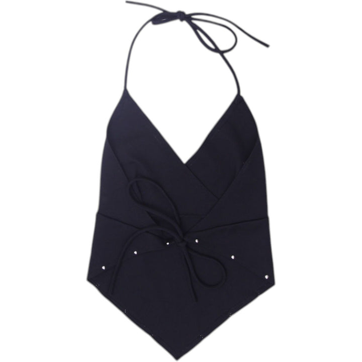 Y2K Ladies Tie Strappy Sleeveless Black Halter Top Size S | Migration_Y2K Tops | Fashion Rerun