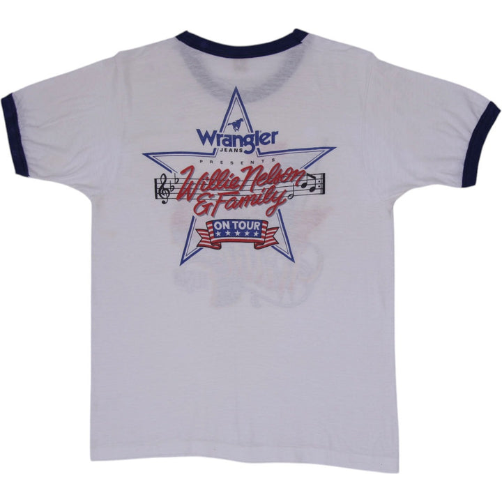 Rare Vintage 1984 Willie Nelson & Family Tour Ringer T-Shirt Screen Stars Tag Made In USA Size XL