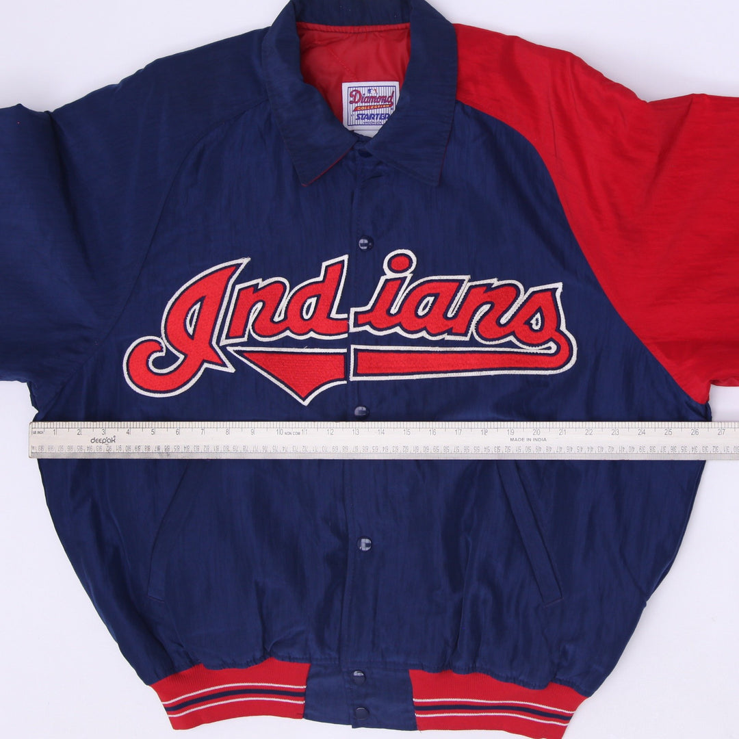 Vintage 90s Starter Diamond Collection Cleveland Indians Bomber Jacket Size L