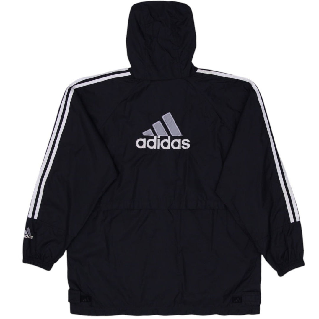 Vintage Mens Adidas Windbreaker Black Hooded Lightweight