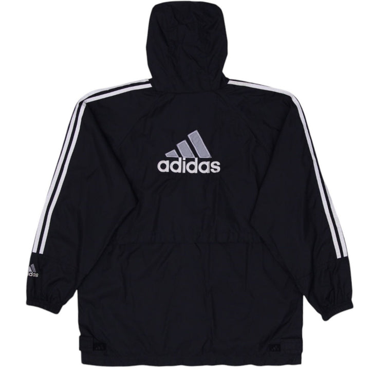 Vintage Mens Adidas Windbreaker Black Hooded Lightweight