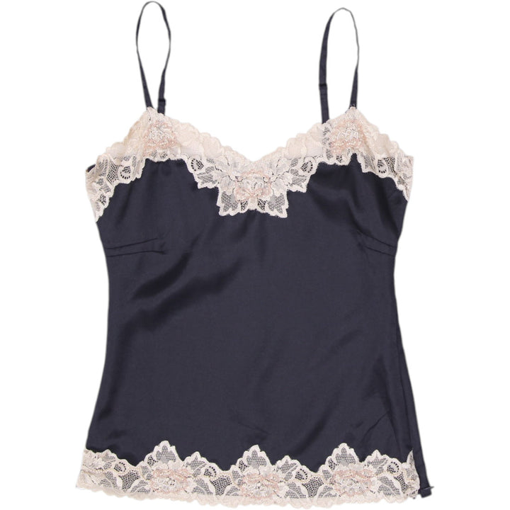 Y2K Ladies Satin Lace Trim Spaghetti Strap Camisole Tank Top Size 2