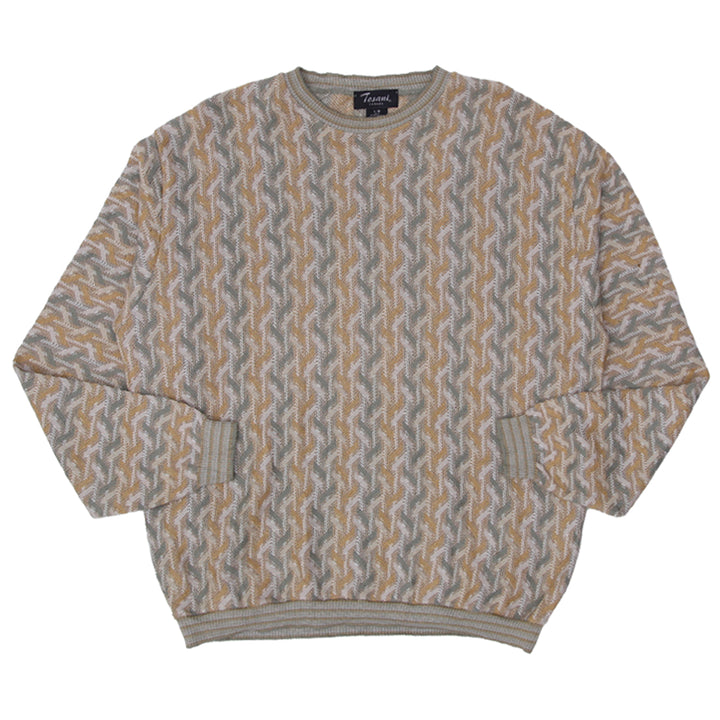 Vintage Tosani Canada Sweater Size L , Abstract Chevron Pattern Made In Canada - Fashion Rerun Vintage Migration_Sweaters