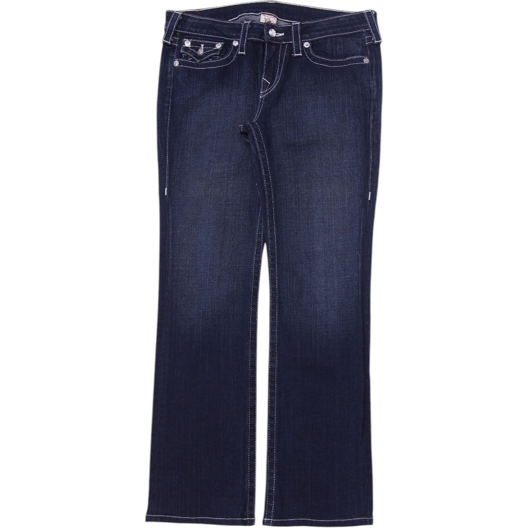 Y2K Ladies True Religion Brand Jeans Dark Wash Denim Contrast Stitching Size 32