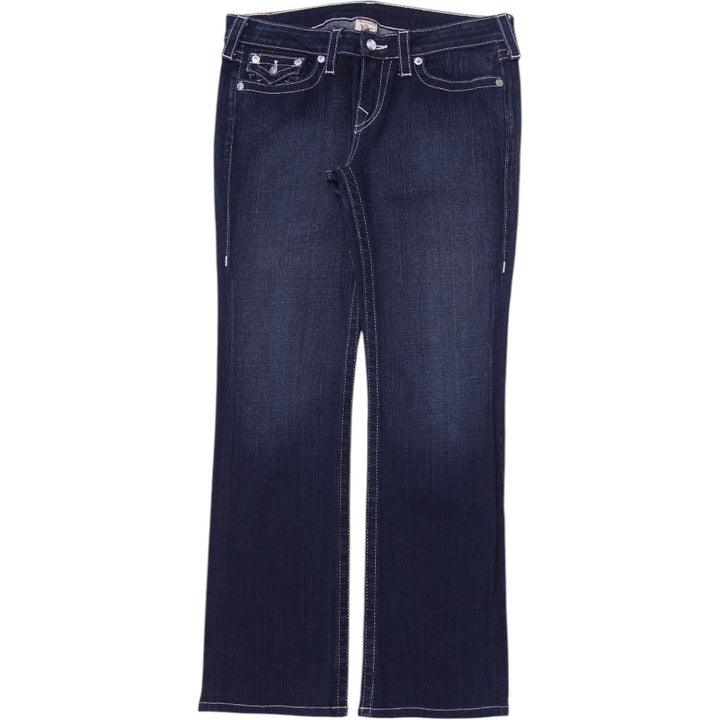 Y2K Ladies True Religion Brand Jeans Dark Wash Denim Contrast Stitching Size 32