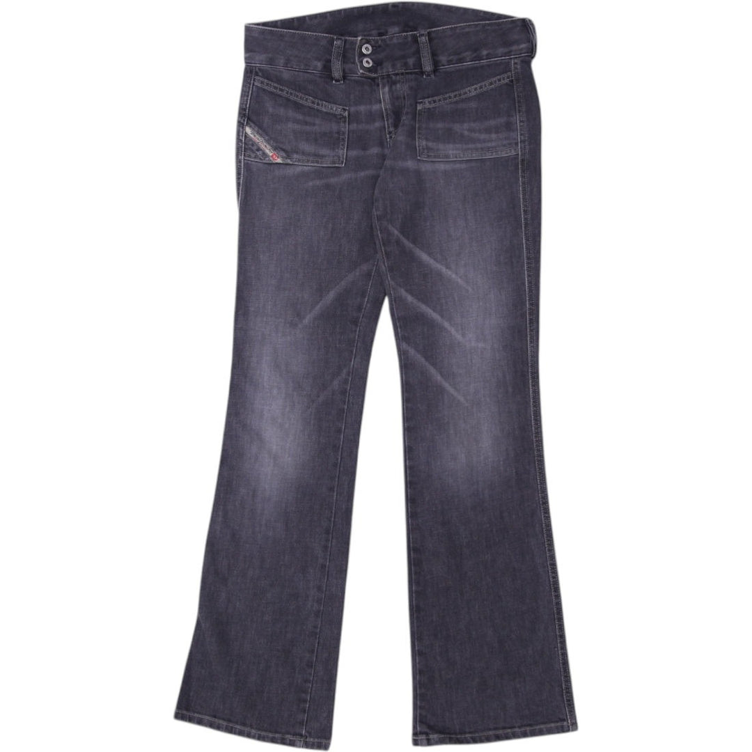Y2K Ladies Jeans Gray Denim Bootcut Featuring Stitch Detailing | Migration_Jeans & Pants | Fashion Rerun