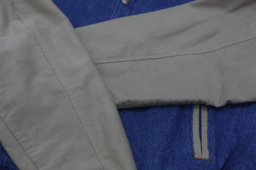 Vintage Butwin Varsity Jacket L 90s Bomber Denim Blue Snap