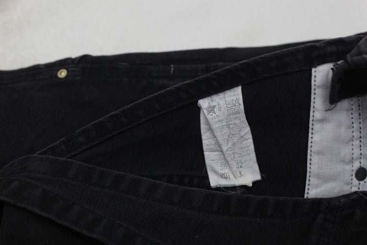 Vintage 90's Carhartt R01 BLK Black Duck Double Knee Bib Overalls