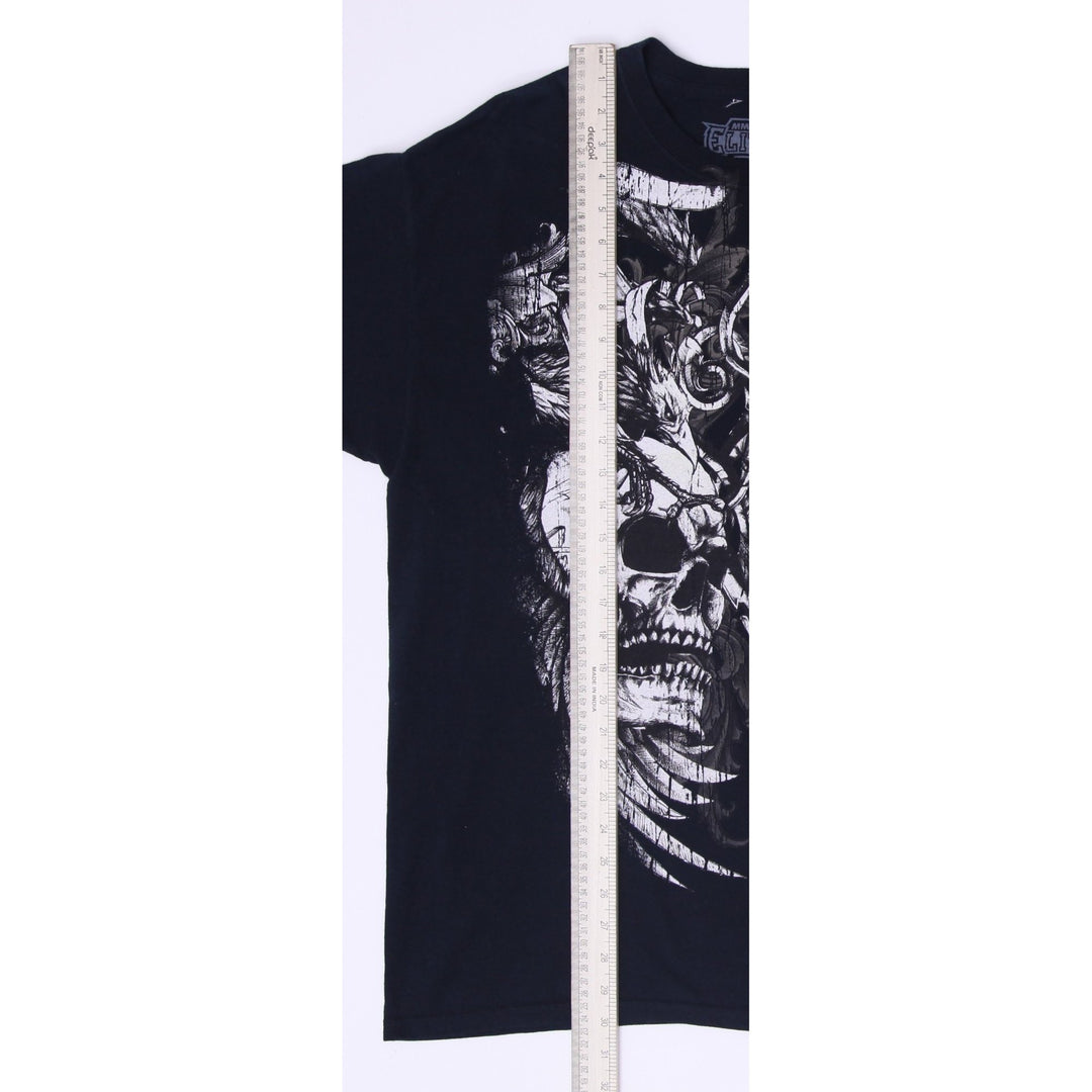Y2k Mens MMA Elite Mall Goth Double Skull Graphic T Shirt Black Mens XL