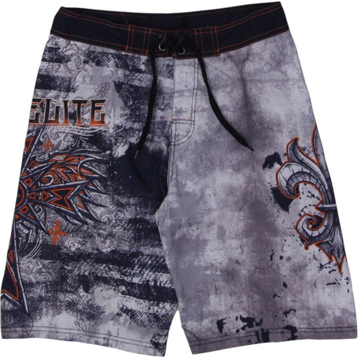 Y2K Mens Elite MMA Boardshorts Gray Graphic Pattern Surf