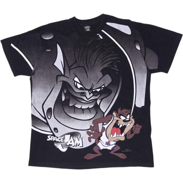 Vintage 1996 Space Jam Taz Monstars AOP T-Shirt Made In USA Size L