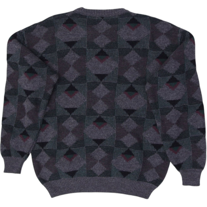 Vintage Mens Tosani Sweater Gray Geometric Wool Blend