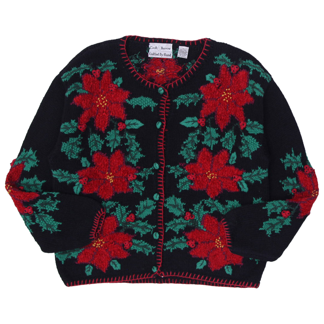 Shop Vintage Christmas Cardigan Sweater Womens Size L Hand Knit