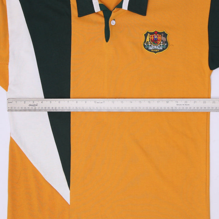 Vintage Australia Wallabies Rugby Polo T-Shirt Gold & Green
