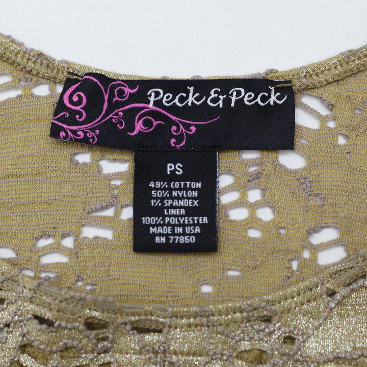 Y2K Ladies Metallic Gold Floral Lace Lined Top Size S