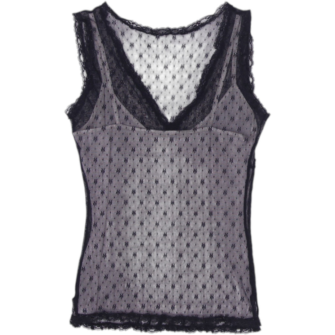 Y2K Ladies Camaieu Sheer Lace Sleeveless Tank Top Size XS