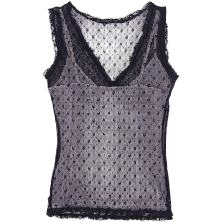 Y2K Ladies Camaieu Sheer Lace Sleeveless Tank Top Size XS