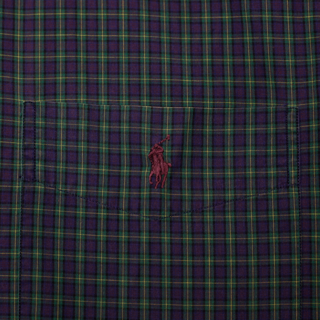 Mens Ralph Lauren Golf Tilden Plaid Button-Down Cotton Shirt Size Large